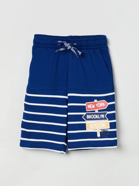 

max Boys Blue & White Striped Regular Shorts