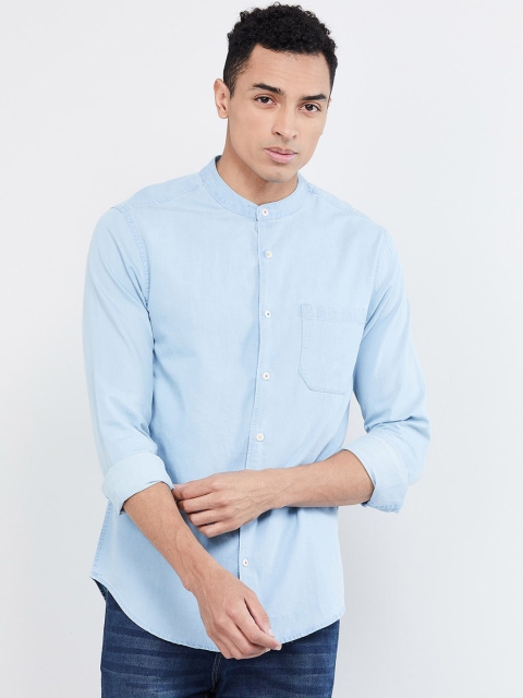 

max Men Blue Regular Fit Solid Casual Shirt