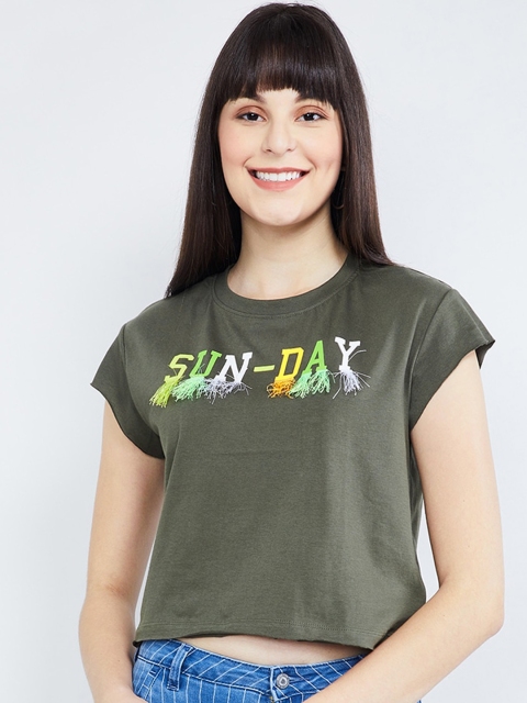 

max Women Olive Green Printed Top