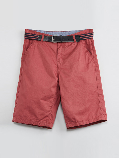 

max Boys Coral Red Solid Regular Fit Chino Shorts