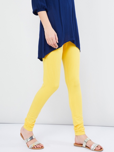 max Women Yellow Solid Churidar