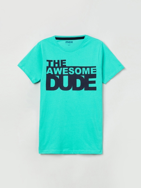 

max Boys Sea Green Printed Round Neck T-shirt