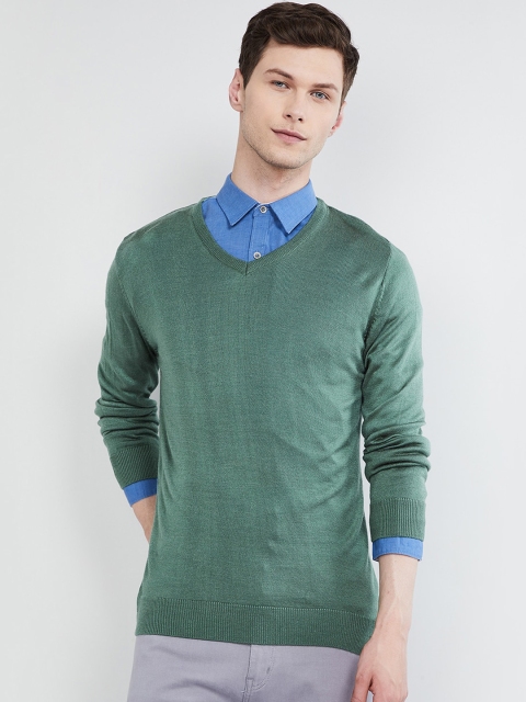 

max Men Green Solid Pullover Sweater