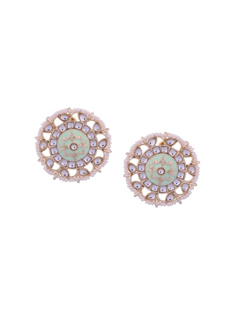

Shoshaa Gold-Plated & Sea Green Handcrafted Circular Studs