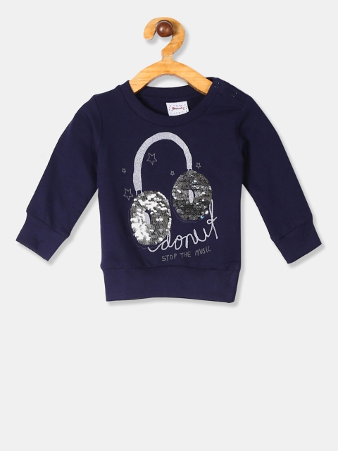 

Donuts Girls Navy Blue & Silver-Toned Solid Sweatshirt