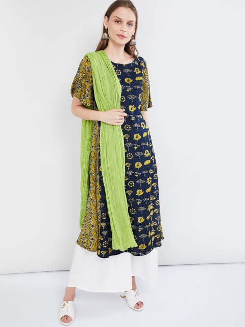 

max Lime Green Woven Design Dupatta