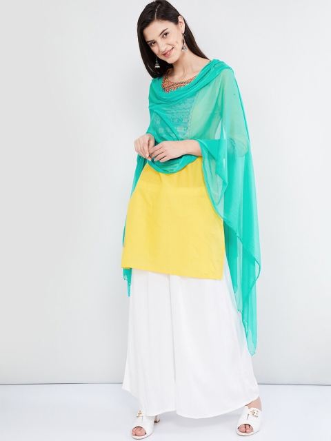

max Sea Green Solid Dupatta
