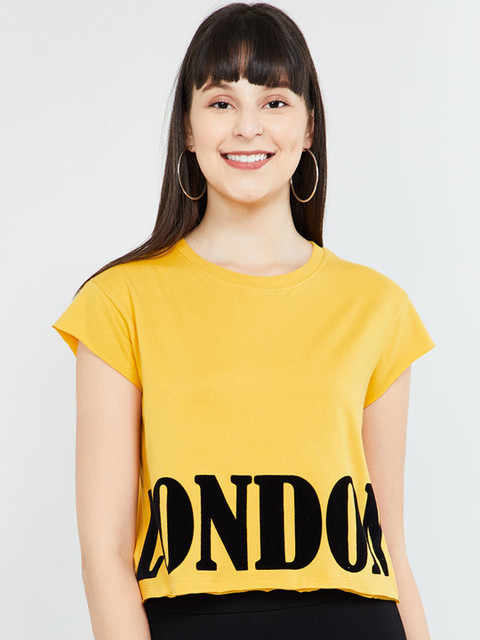 

max Women Yellow Printed Top