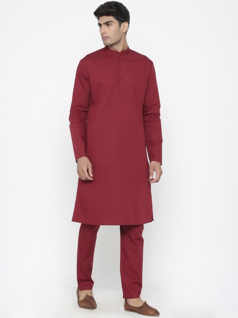 

Tistabene Men Maroon Solid Kurta with Pyjamas