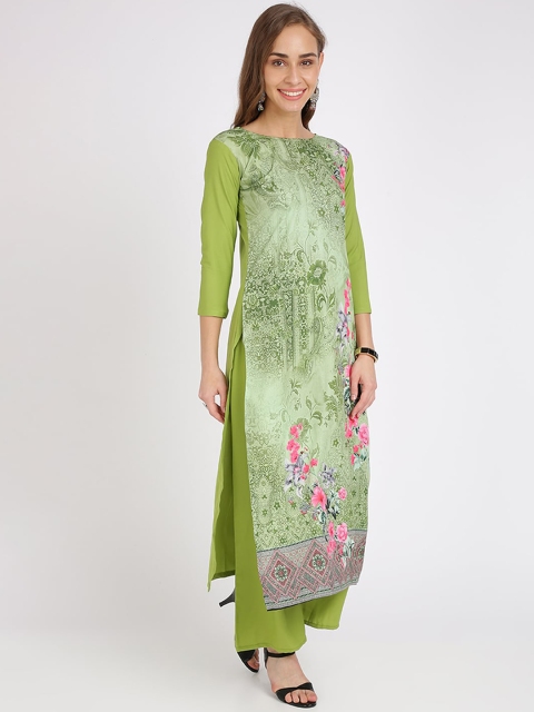 

Silk Bazar Women Green Printed Kurta with Palazzos