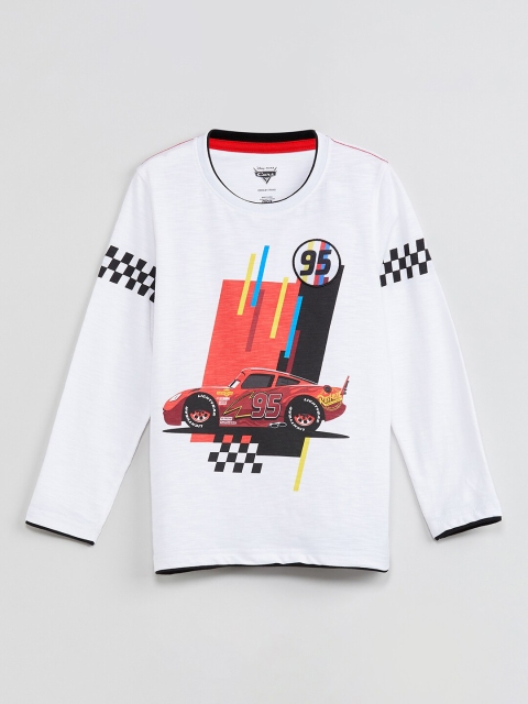 

max Boys White Printed Round Neck T-shirt