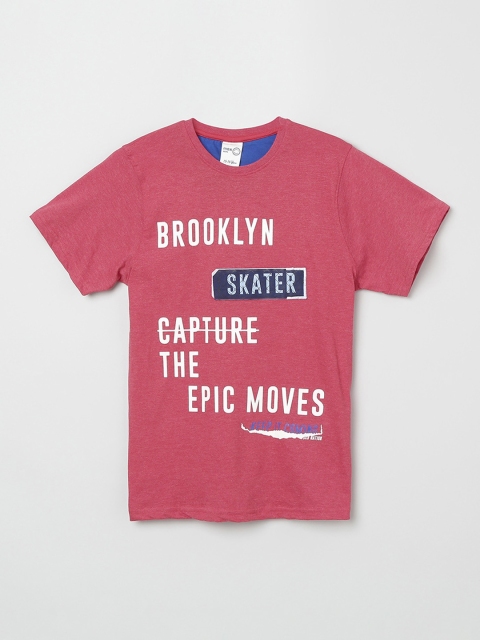 

max Boys Red Printed Round Neck T-shirt