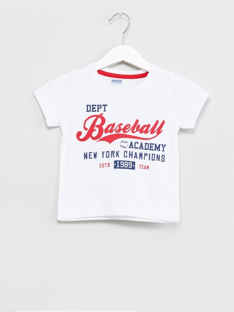 

max Infant Boys White & Red Printed Round Neck T-shirt