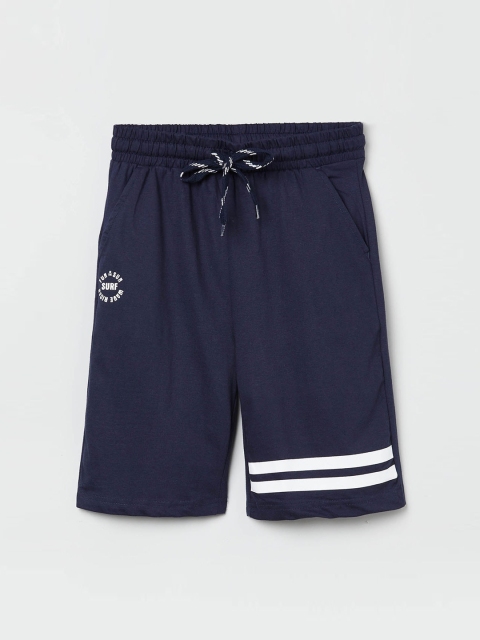 

max Boys Navy Blue Striped Regular Fit Regular Shorts