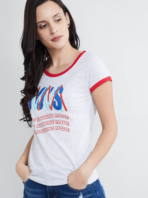 

max Women Grey Melange Printed Top