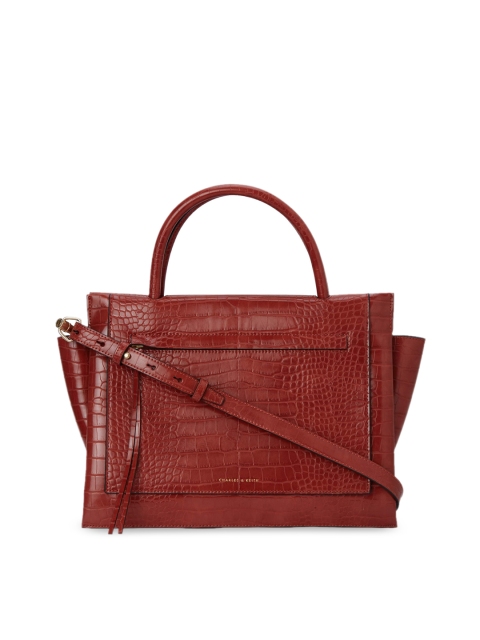 

CHARLES & KEITH Brown Textured Handheld Bag