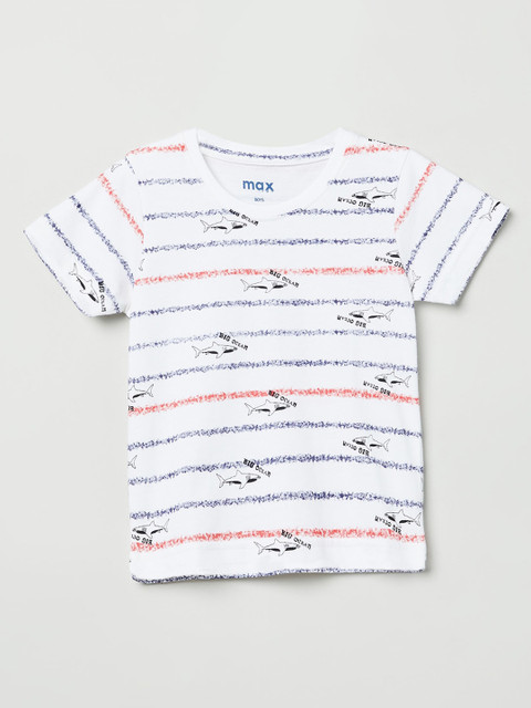 

max Boys Off-White Printed Round Neck T-shirt