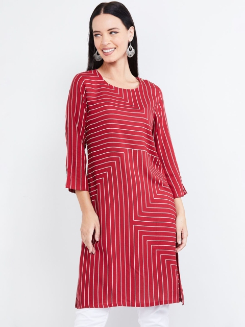 

max Women Red & White Printed Straight Kurta