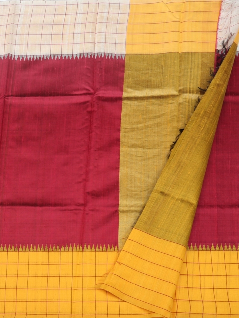 

Pothys Red & Yellow Checked Saree