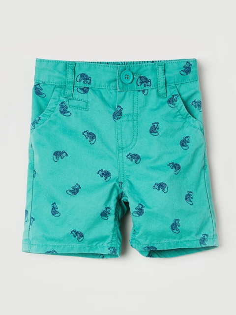 

max Boys Green Printed Regular Fit Regular Shorts