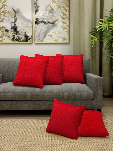 

KLOTTHE Set Of 5 Red Solid Square Cushions