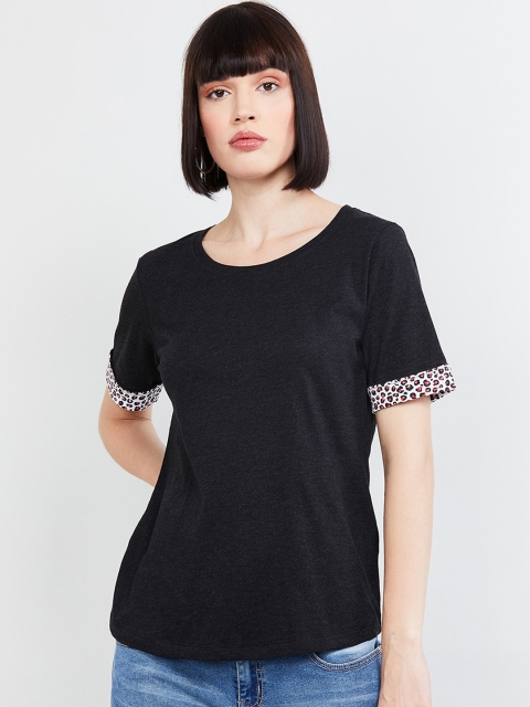 

max Women Charcoal Grey Printed Top