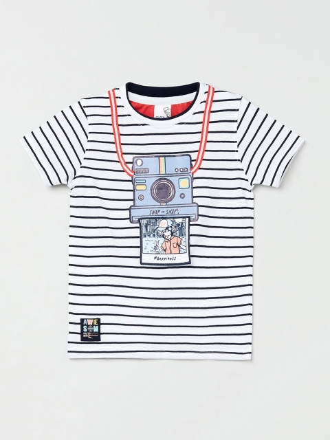 

max Boys Multicoloured Striped Round Neck T-shirt, Multi