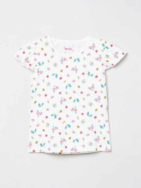 

max Girls White Floral Printed Top