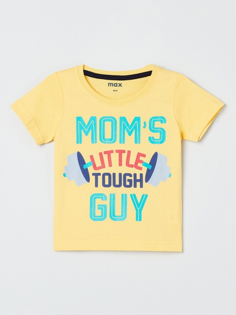 

max Boys Yellow Printed Round Neck T-shirt