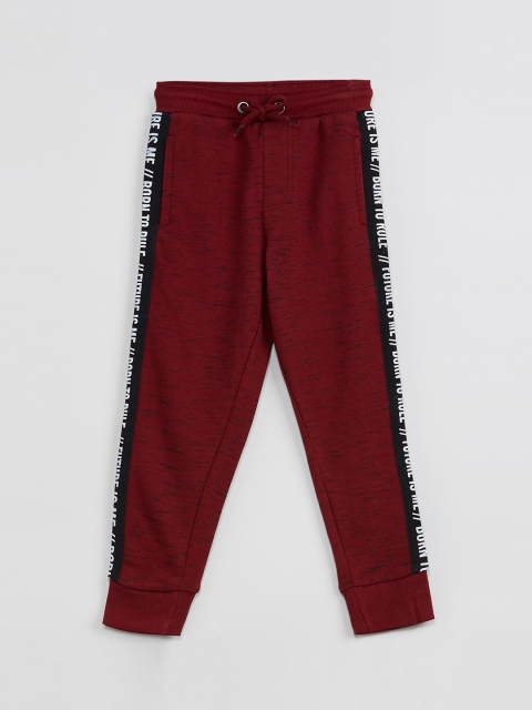 

max Boys Burgundy Self-Design Slim-Fit Joggers
