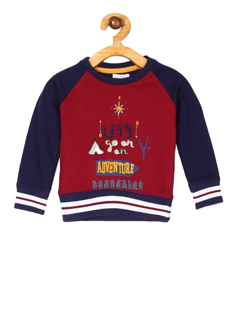 

Donuts Boys Red & Navy Blue Colourblocked Sweatshirt
