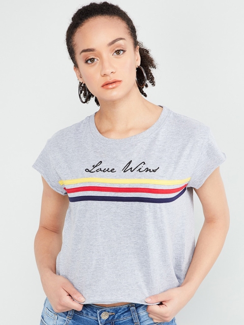 

max Women Grey Melange Printed Top