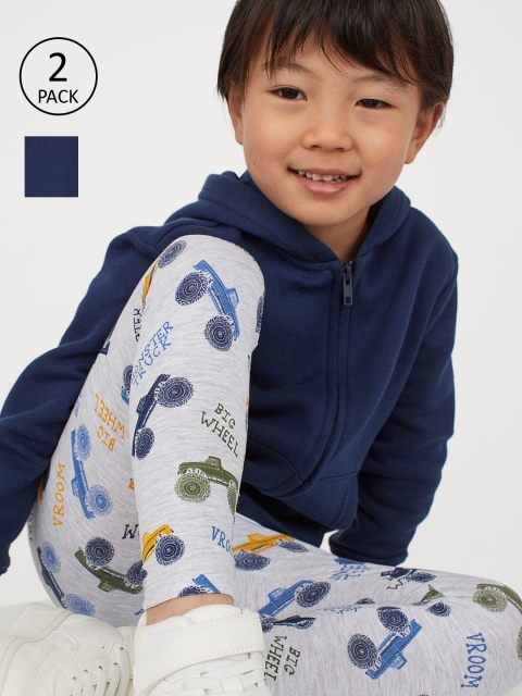 

H&M Boys 2 Pack Cotton Leggings, Blue