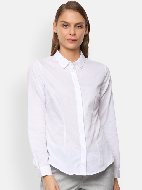 

Van Heusen Woman Women White Regular Fit Solid Semiformal Shirt