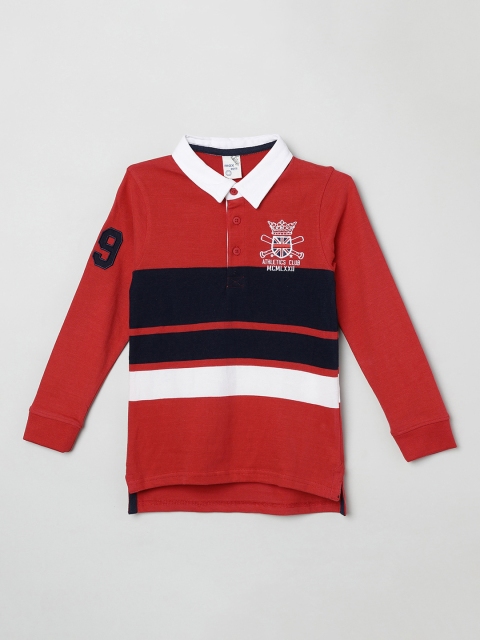 

max Boys Red & Black Colourblocked Polo Collar T-shirt
