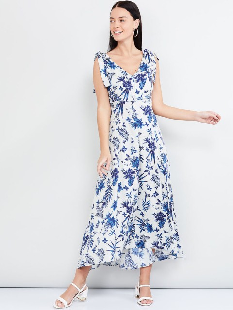 

max Women Off-White & Blue Floral Printed Maxi Dress