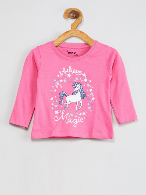 

max Girls Pink Printed Knitted Top