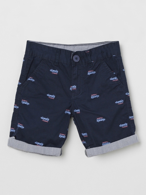 

max Boys Navy Blue Printed Regular Fit Regular Shorts