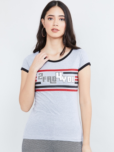 

max Women Grey Melange Printed Top