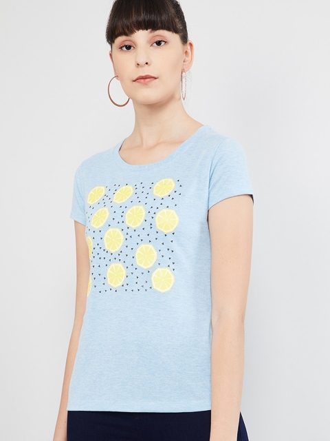 

max Women Blue Printed Top