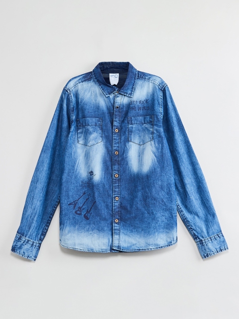 

max Boys Blue Regular Fit Printed Casual Shirt