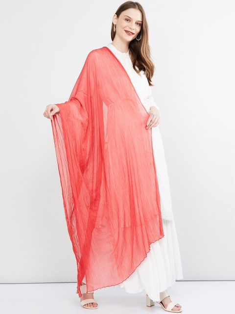 

max Coral Pink Solid Dupatta