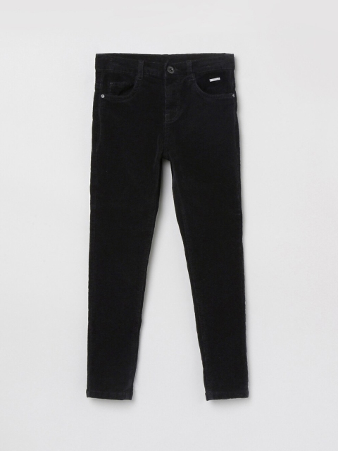 

max Boys Black Slim Fit Mid-Rise Clean Look Stretchable Corduroy Jeans