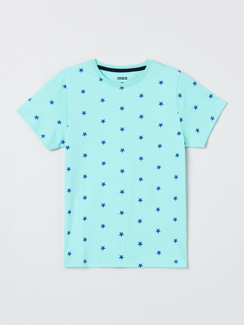 

max Boys Blue Printed Round Neck T-shirt