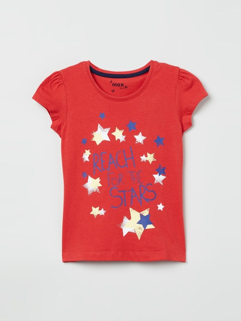 max Girls Red Printed Top