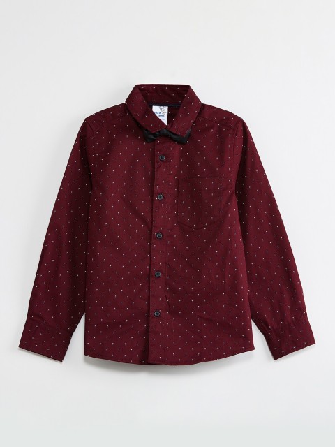 

max Boys Burgundy Regular Fit Printed Casual Shirt