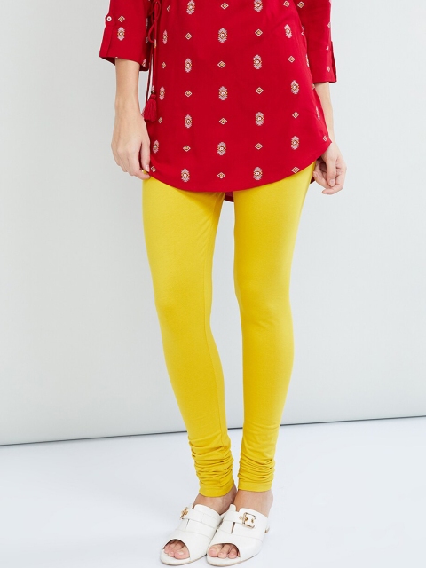 

max Yellow Solid Churidar Leggings
