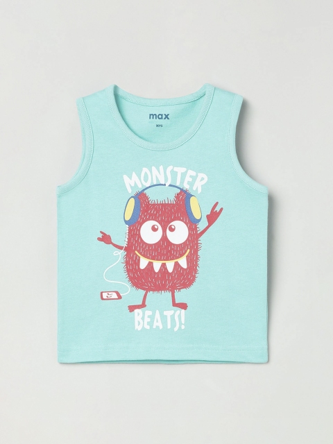 

max Boys Blue Printed Round Neck T-shirt