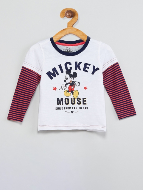 

max Boys White Printed Round Neck T-shirt