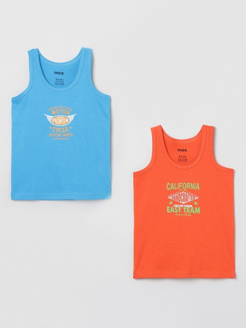 

max Boys Pack Of 2 Printed Basic Innerwear Vests NOS19WDIN14MULTI, Blue